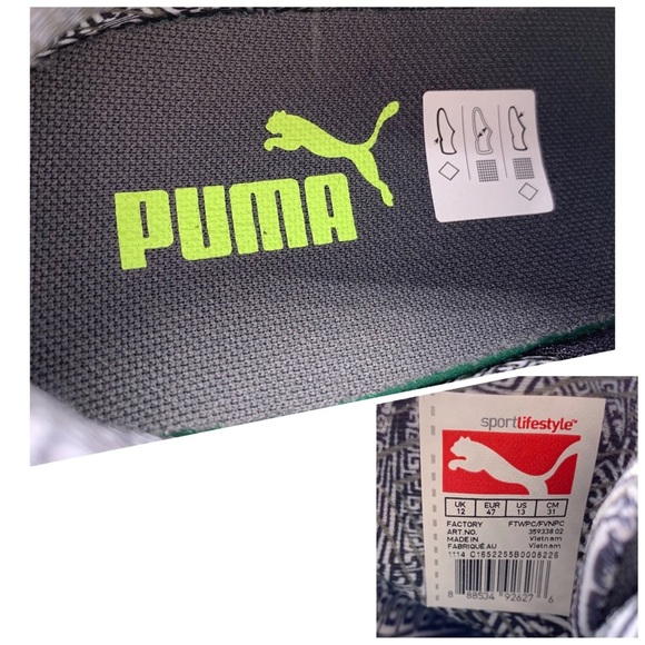 ⬇️ NWOB Puma 12 Gray Green Textile Sneakers - Picture 8 of 8